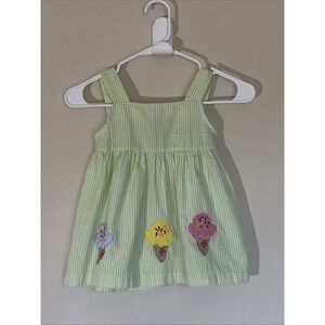 Vintage Copper Key Green Seersucker Ice Cream Cone Sprinkles Sundress Girl 4T